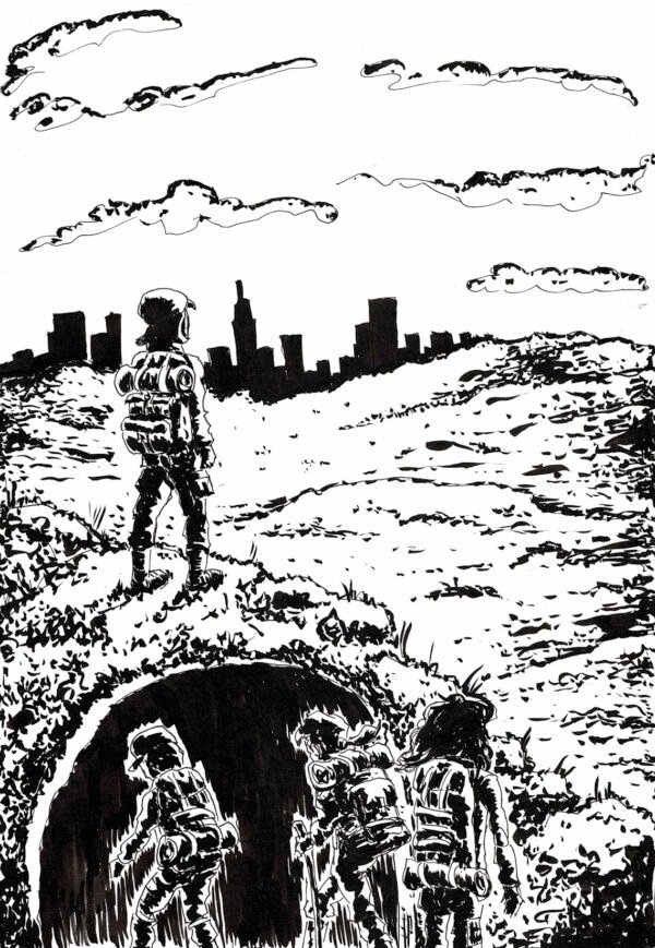 Hike - Original Ink Drawing, 12 x 16