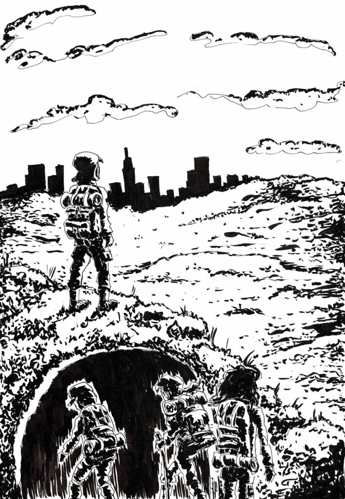 Hike - Original Ink Drawing, 12 x 16