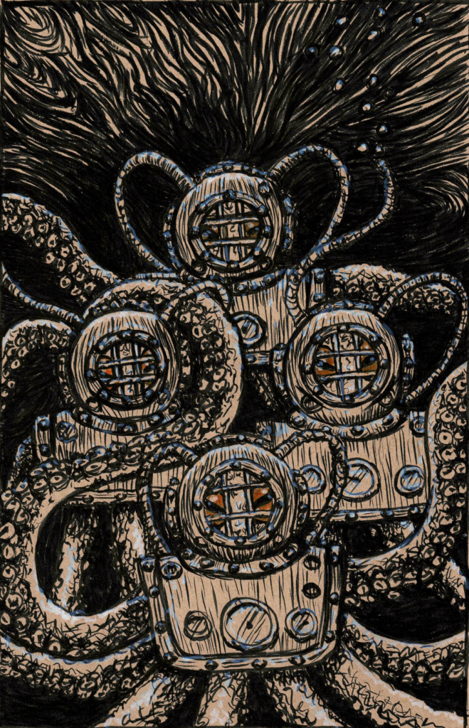 Deep Choir - Original Ink Drawing, 12 x 16
