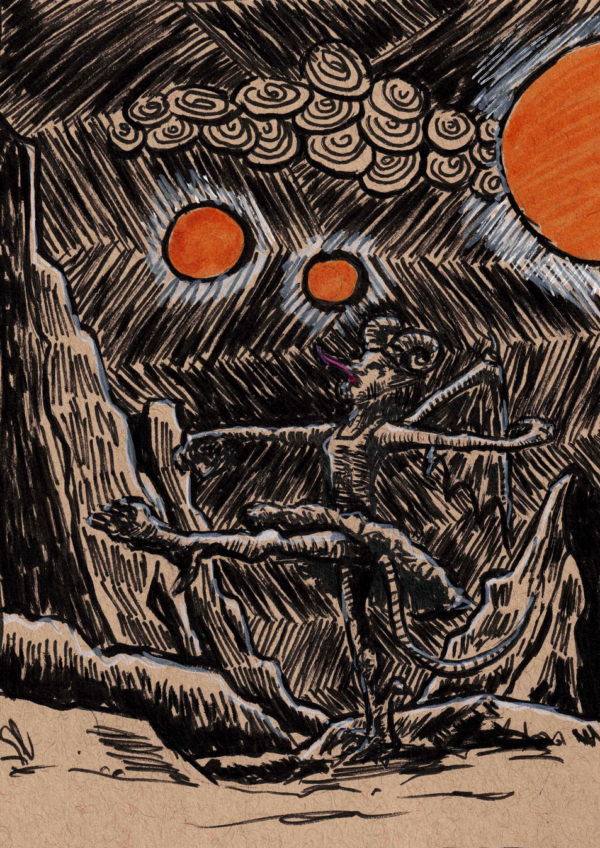 Monster Ballerina - Original Ink Drawing, 12 x 16