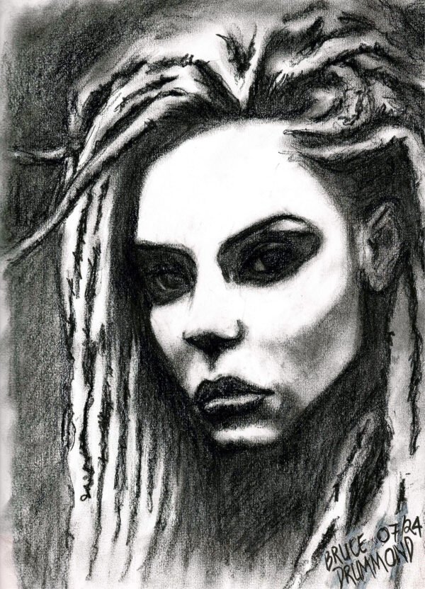 Dreaming of Lagertha - Original Charcoal Drawing, 12 x 16