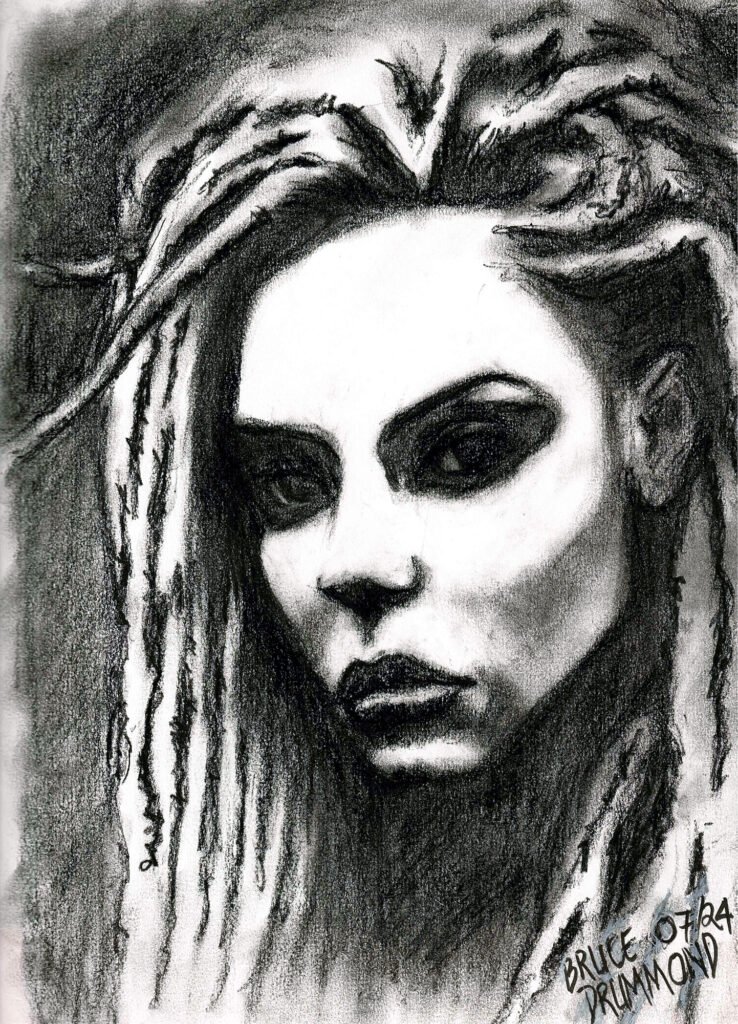 Dreaming of Lagertha - Original Charcoal Drawing, 12 x 16